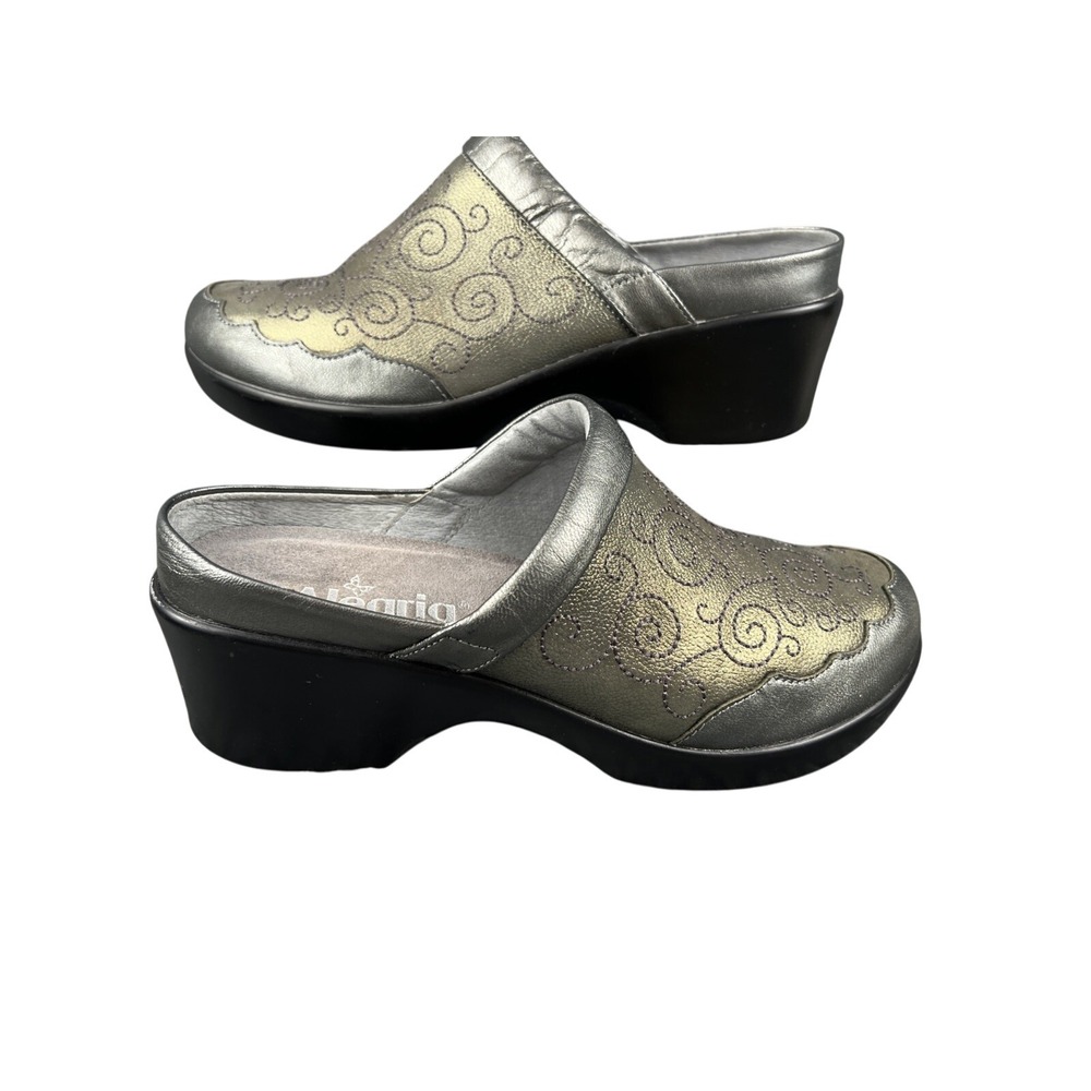 Algeria Isabelle Pewter Easy Mule 8.5 USEU 39 Silver Grey Slip on Nurse Doctor